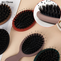 1Pcs Oval Boar Bristle & Nylon Hair Comb Mini Anti-static Hair Scalp Massage Comb Hairbrush Salon Hair Care Brush Styling Tool