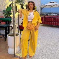 New African Fashion Women Two Piece Set Casual Solid Color Loose Shirt And Wide Leg Pants Set Outfits