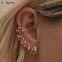 Crmya Classic Earrings for Women Zirconia Gold-plated Ear Cuff Stud Hoop Earrings Women Party Jewelry Accessories Wholesale