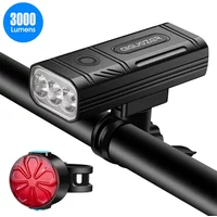 Bicycle Light Front Rear Light 3000Lumen 5200mAh Motor Bike Headlight Protable Power Bank Flashlight MTB Road Cycling LED Lamp
