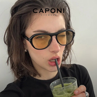 CAPONI Fashion Women Sunglasses High Quality Acetate Outdoor Vacation Sun Glasses Anti Glare UV400 Protect Brown Shade CP35048