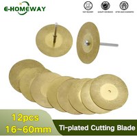 12PCS 16-60mm Titanium-Plated Diamond Cutting Blade | Circular Saw Wheel for Rotary Tools Dremel | Metal/Stone/Glass Cutting