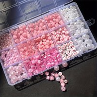10-piece pink alphabet box, acrylic beads, handmade jewelry making kit, DIY various jewelry making sets.