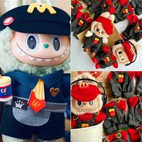 15 17cm For Labubu Doll Workwear Working Cosplay Clothes Fast Food Cola Fries Overalls Outfit Clothing Dollhouse Accessories