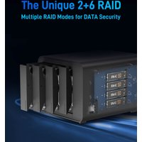TERRAMASTER D8 Hybrid 8-Bay Hybrid RAlD Enclosure USB 3.2 Gen 2 10Gbps Type C Storage Supports RAID 0/1/Single/JBOD(Diskless)