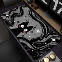 Cartoon black cat Mouse Pad XXL Anti-Slip Rubber Computer Gamer Accessories Desk Mat Stitched Edge Large Office Gaming Mousepad