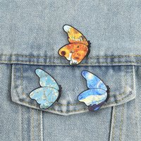 Impressionism Oil Painting Butterfly Pins Starry Night Sunflower Brooches Almond Blossom Badges Van Gogh Jewelry Gift