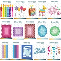 Birthday Ribbon Candles Cake Shape Nested Die Floral Edge Metal Cutting Dies DIY Decorating Scrapbook Card Embossing Craft
