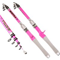 High Sensitivity Short Travel Telescopic Fishing Rods 1.5/1.8/2.1/2.4M Carbon Fiber Pink Spinning Casting Pole Lure Fishing Rod