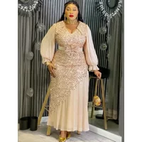 2026 Elegant African Dresses for Women Plus Size Sequin Evening Party Long Dress Dashiki Ankara Outfits Robe African Clothes