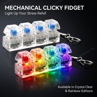 Creative 4-Key Keyboard Keychain Glowing Keycap Pendant Finger Button Anti-Stress Toy Office Supplies Stress Relief Gadget