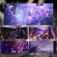Mystical Elegant Purple Themed Artistic Cozy Mouse Pad Large Thick Desk Pad Stitched Edges Gaming Mouse Mat for PC