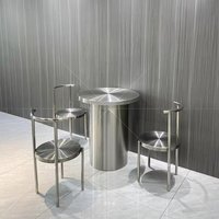 Industrial Stainless Steel Dining Chairs Minimalist Thick Bistro Stool Brushed Metal Chair Milk Tea Coffee Shop Cafe Furniture