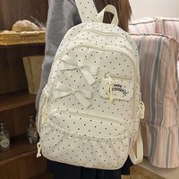 New Polka dot Bow Girls Backpack Large-capacity Nylon Student Schoolbag Multi-compartment Anti-theft Travel Computer Backpack