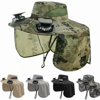 Solar Fan Hat Men Summer Sun Protection Wide Brim Neck Guard Fisherman Hat Breathable Outdoor Fishing Hiking Usb 3 Speed