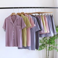 Summer Thin Couples Large Size Pajamas Set Cotton Short-sleeved Shorts Loungewear Women's Simple Pajamas