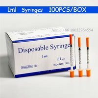 100pcs 1ml Sterile Disposable Syringes with 30G8mm Stainless Needle, Individually Wrapped for Lab Measuring Tool, Pet Feeding