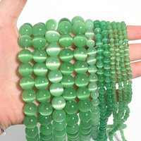 1 Strand 4/6/8/10/12mm Green Cat Eye Stone Beads Round Loose Spacer Beads For DIY Jewelry Making Bracelet Necklace Accessories