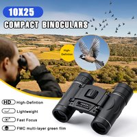 10x25 HD Zoom Portable Binoculars Long Range BAK4 Folding Telescope Powerful for Outdoor Camping
