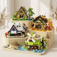 Forest Cabin Mini Building Blocks Set City Street View Greenhouse Windmill Tree House DIY Model Decoration Toys
