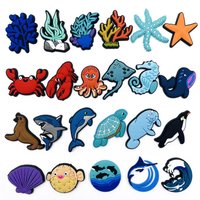 marine shark carton PVC shoe Charms Slippers Buckle combination Fit Wristbands accessories Decoration Bands gift unisex party