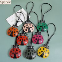 Cute Ladybug Keychain Wallet Leather Coin Purse Cartoon Animal Pendant for Kids Women Gift with Key Ring