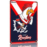 Official Sydney Roosters Rugby Metal Tin Sign - Vintage Retro Wall Art with Fierce Rooster Logo, Durable Decor for Man C