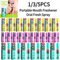 1/3/5PCS-20ml Portable Breath Freshening Spray with Mint Lemon Grape Flavors Plant-Based Mild Oral Care Formula for Oral Health