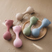 BPA-free Baby Silicone Sand Hammer Toys 0 12 Months Baby Teether Toys Cartoon Bear Silicone Food-grade Accessories for Babies