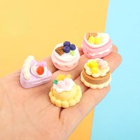 10pcs DIY Kawaii Resin 3D Mini Cake Fake Food Mini Figure Miniature Things Dollhouse Items Decorative Sculpture Desk Accessories