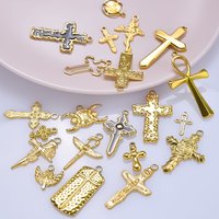 Different Corss Pendant 5pcs/Lot No Fade Ankh Fire Rose Flower Nail Stainless Steel Pendants For Jewelry Making Bulk DIY Charms