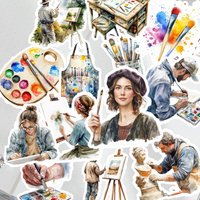 16 watercolor painters stickers, DIY crafts, scrapbooks, photo albums, garbage daily , planners, decoration planners, diaries,
