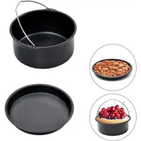 1pc Round Cake Mold 6/7/8 Inch Non Stick Baking Pan Tray Molds Air Fryer Basket With Handles Bakeware Pizza Oven Baking Pans