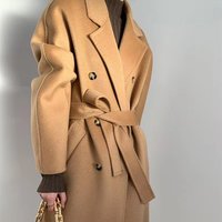 Manteau en cachemire Double face pour femme, mélange de laine, de luxe, longue longueur, haut de gamme, à revers avec ceinture, nouvelle collection automne et hiver 2023