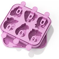 Kids Cartoon Popsicle Molds,6 Cavity Ice Cream Molds Reusable Fruit Shaped Silicone Mould Easy Release Dessert Freeze Cube Maker