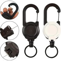 1/8Pcs Heavy Duty Retractable Badge Reel Anti-theft Metal Easy-to-pull Buckle Rope Elastic Keychain Sporty Retractable Key Tools
