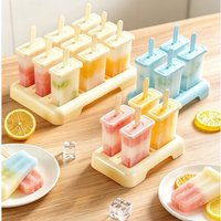 Reusable Ice Cream Popsicle Mold DIY Creative Design Homemade Ice Box Cube Shape Plastic Stick Popsicle Mold Cube Tray