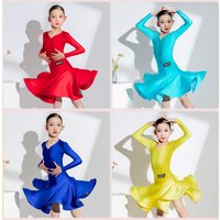 8 Colors Girls National Standard Ballroom Dance Competition Dress Latin Dance Professional Dress Stage Practice Wear SL8864
