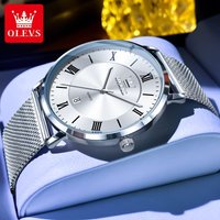 OLEVS Men Ultra Thin Quartz Watch Light Luxury Brand Stainless Steel Waterproof Calendar Male Business Leisure Fashion Watches