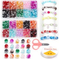 200Pcs/Box Glass Beads Bracelet Making Kits 8mm Acrylic Crackle Crystal Beads For DIY Jewelry Making Bracelets Necklace Supplies