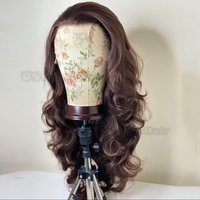 Brown Long Body Wave Wig 13x4 Lace Front Wigs for Women Heat Resistant Synthetic Hair Glueless Natural Hairline Wigs Daily Use