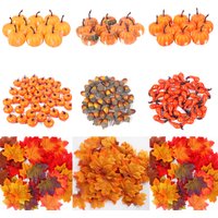 Artificial Maple Leaves Mini Pumpkins Pine Cones Acorns Halloween Thanksgiving Fall Harvest Home Decoration Photo Prop DIY Craft