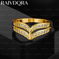 18K Gold Plated Zirconia Simple Wedding Ring For Women Grace Jewelry Trend Fashionable Birthday Party Gifts