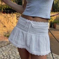 High Waist White Lace Cake Skirt Female Slim A Word Skirt