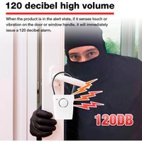 120dB Door Handle Alarm with Adjustable Settings Door Security Alarm Equipment for Door Window for Travel Hotel Self Protection