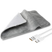 USB 5V Electric Heating Pad for Cramps & Back Pain Relief,Heat Pad with 59 INCH Cable,Mini Heated Blanket,19.6*11.8 INCH,Grey
