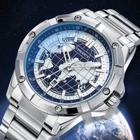 Men's Watch Fashion Map Design Quartz Watch Luminous Auto Date High-Quality Watch Gift For Boyfriend Luxury Original