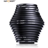 K&F CONCEPT 18pcs Camera Lens Filter Step Up/Down Adapter Ring Set 37-82mm 82-37mm for Canon Nikon Sony DSLR Camera Lens Ring