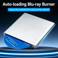 External Blu-Ray Burner BD-RE Writer BD-ROM Reader 3D Playback CD DVD Recorder for Desktop/Notebook Windows XP/7/8/10, Mac OS