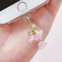 1PC Lily of The Valley Phone Dust Plug Charm Kawai Charge Port Plug for IPhone Anti Dust Cap Cute Type C Dust Protection Pendant
